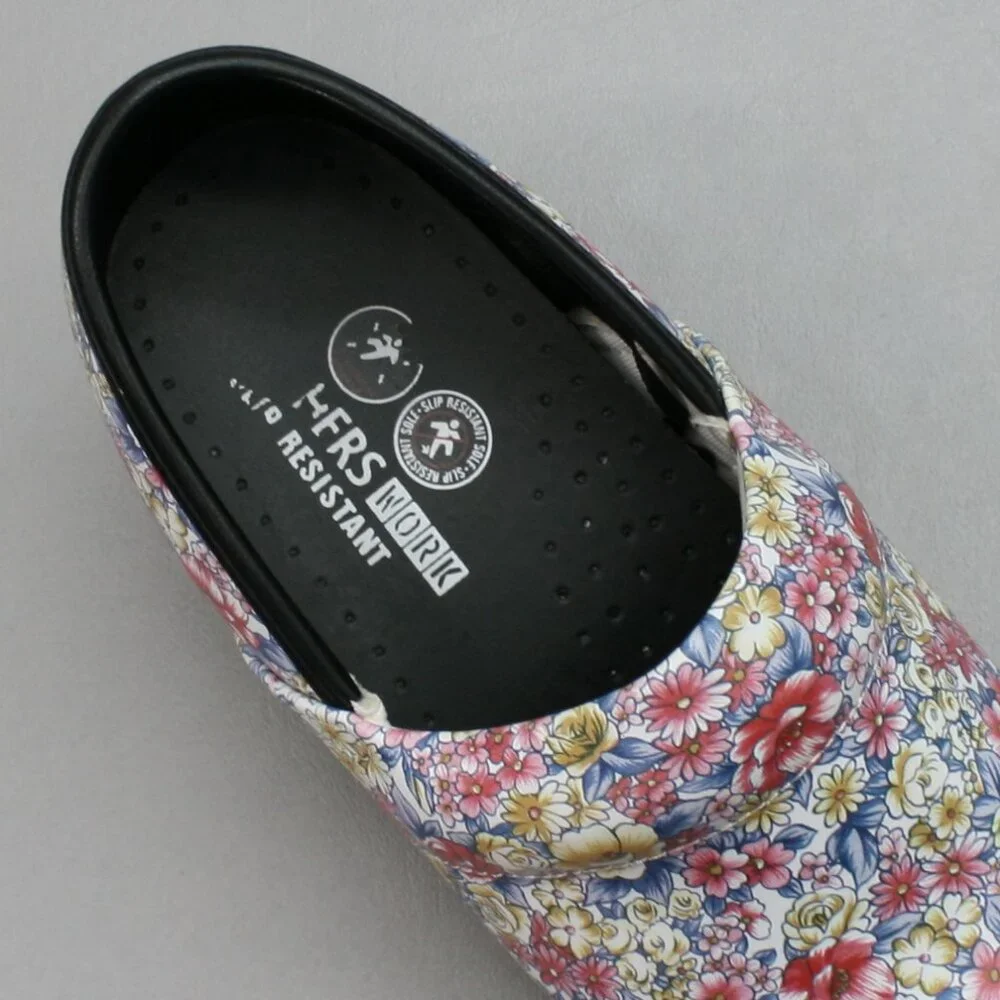 Skechers Ladies 9.5 Candaba Floral Multi Color Leather Nursing Work Clogs Shoes - Picture 7 of 12